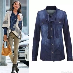 cabi Brand Waterfront Denim Shirt in Size M